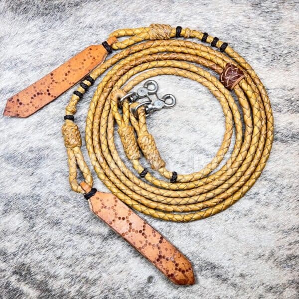 94" Romel Style Braided Leather Split Reins