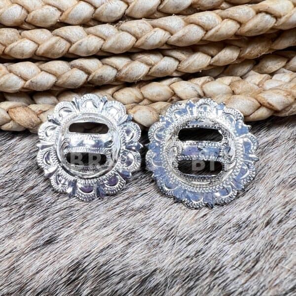 1.25" Montana Silversmiths Engraved Silver Slot Conchos