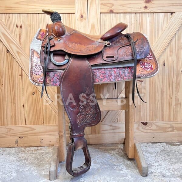 14.5" Hereford Vintage Tooled Roping Saddle